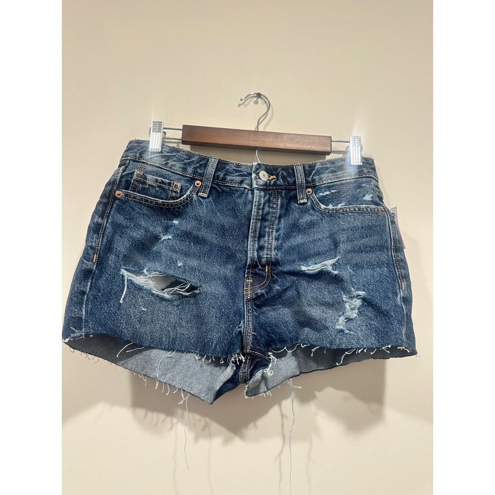 Old Navy OG Straight High Rise Distressed Denim Shorts Blue Women 6 803029-00-1‎